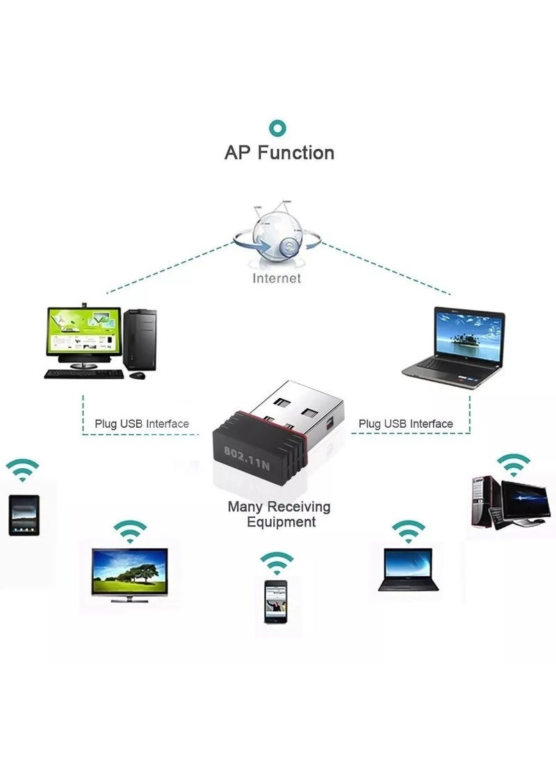 سوق النجوم محول واي فاي لاسلكي USB صغير 150 ميجابت في الثانية USB 2.0 802.11b/g/b 2.4 جيجا هرتز LAN جهاز استقبال محول شبكة الإنترنت - Image 3
